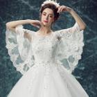 Open Back Embroidered Ball Gown Wedding Dress