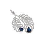 Fashion Simple Leaf Brooch With Blue Cubic Zirconia Silver - One Size