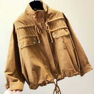Drawstring Zip Jacket As Shown In Figure - One Size