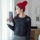 Long-sleeve Mesh-panel Cropped Top