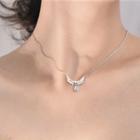 Angel Faux Crystal Pendant Sterling Silver Necklace