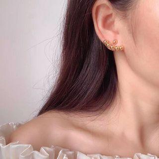 Metal Bead Clip-on Earring 1 Pair - Mosquito Coil Clip-on Earrings - Gold - One Size