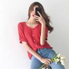 Puff-sleeve Polka-dot Blouse