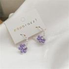 Faux Pearl Alloy Flower Open Hoop Earring 1 Pair - Purple - One Size