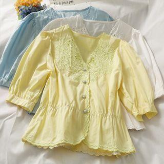 Jacquard V-neck Blouse