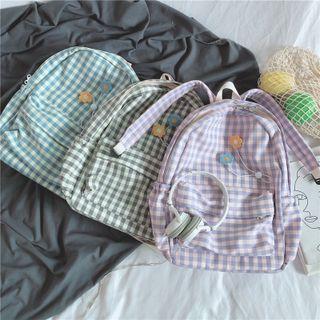 Gingham Zip Nylon Backpack