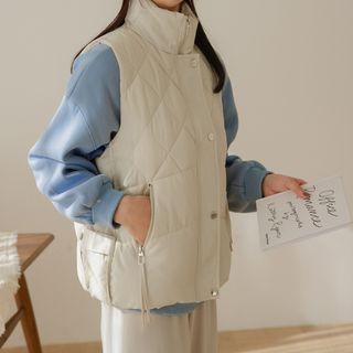 Sleeveless Stand-collar Quilted Jacket
