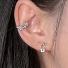 Rhinestone Safety Pin Stud Earring / Wing Ear Cuff