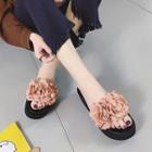 Flower-accent Platform Slide Sandals