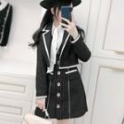 Set: Pinstriped Cropped Jacket + A-line Mini Pinafore Dress