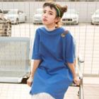 Elbow-sleeve String Accent T-shirt Dress