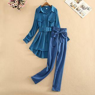 Buckle Shirt / Straight-leg Dress Pants / Set
