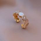 Hexagon Rhinestone Shell Alloy Open Ring Ring - Gold - One Size