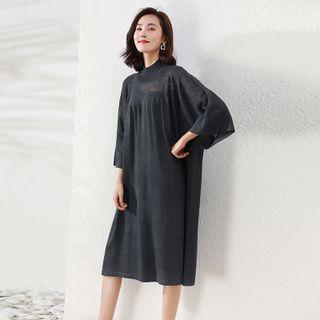 High-neck Knit Batwing-sleeve Dress