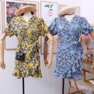 Tie-waist Ruffled Floral Mini Dress