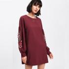 Puff-sleeve Embroidered Long Sweatshirt