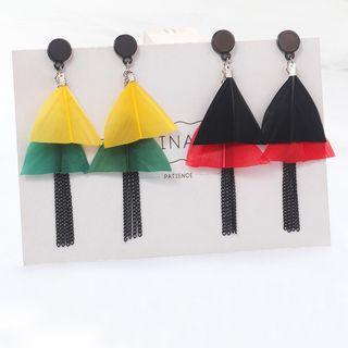 Triangle Feather Drop Earring