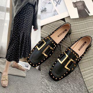 Rivet Faux Leather Loafers