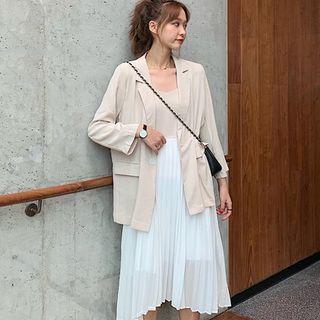 Single Breasted Blazer / Sleeveless Pleated Dress