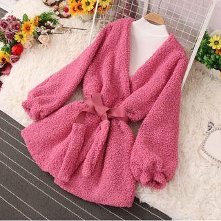 Knit Top / Faux Shearling Jacket / Set