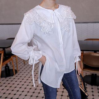 Bell-sleeve Lace-detail Blouse