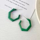 Geometric Alloy Open Hoop Earring 1 Pair - S925 Silver Needle Earrings - Green - One Size