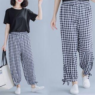Checker Harem Pants Check - Black & White - One Size