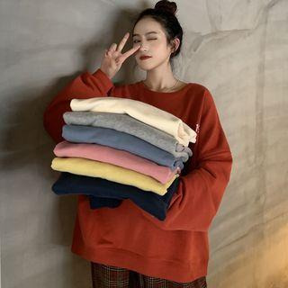 Long-sleeve Oversize Number Embroidered Sweatshirt