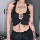 Halter-neck Lace-up Crop Top