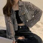 Houndstooth Cropped Jacket As Shown In Figure - One Size