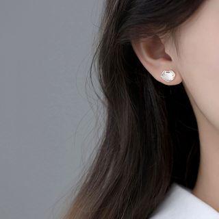 Sterling Silver Stud Earring 1 Pair - Earrings - Lock - Silver - One Size