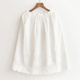 Flower Perforated A-line Skirt