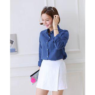 Inner Shorts Linen Wrap Miniskirt