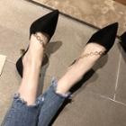 Faux Suede Chained Pointed High-heel Pumps