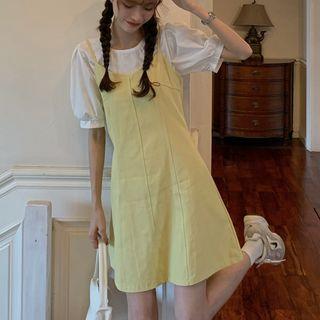 Plain Waist Spaghetti-strap Dress