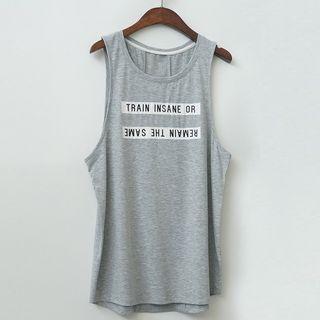 Lettering Eyelet Panel Tank Top