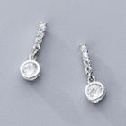 Rhinestone Drop Earring 1 Pair - S925 Silver - White - One Size