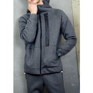 Zip-detail Neoprene High-neck Hoodie