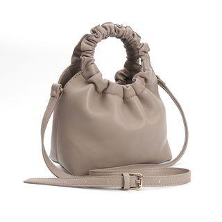 Faux Leather Ruched Handle Handbag
