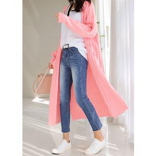 Plus Size - Ribbed Long Robe Cardigan