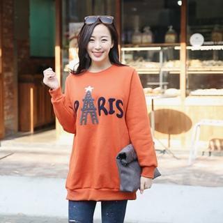 Lettering Brushed-fleece Lined Sweatshirt