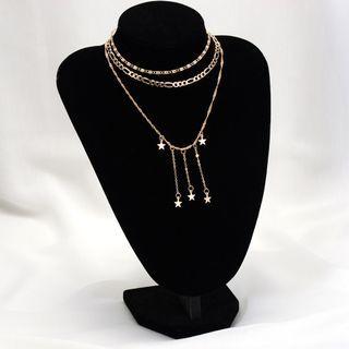 Alloy Star Fringed Layered Choker As Shown In Figure - One Size