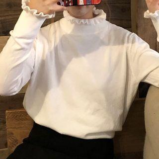 Long-sleeve Ruffle Turtleneck T-shirt