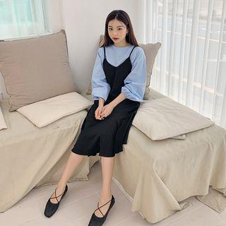 Spaghettis-strap Flounced Dress