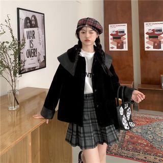 Faux-leather Panel Cropped Jacket