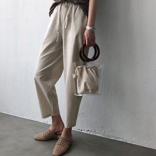 Drawcord-waist Baggy-fit Stripe Pants