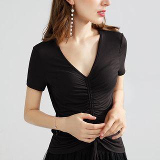 Short-sleeve Drawstring Dance Top