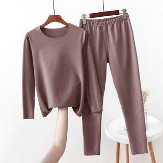 Set: Long-sleeve Crew Neck Top + Leggings