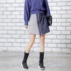 Color-block Wool A-line Skirt