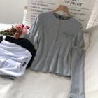 Long-sleeve Cutout Half-zip T-shirt